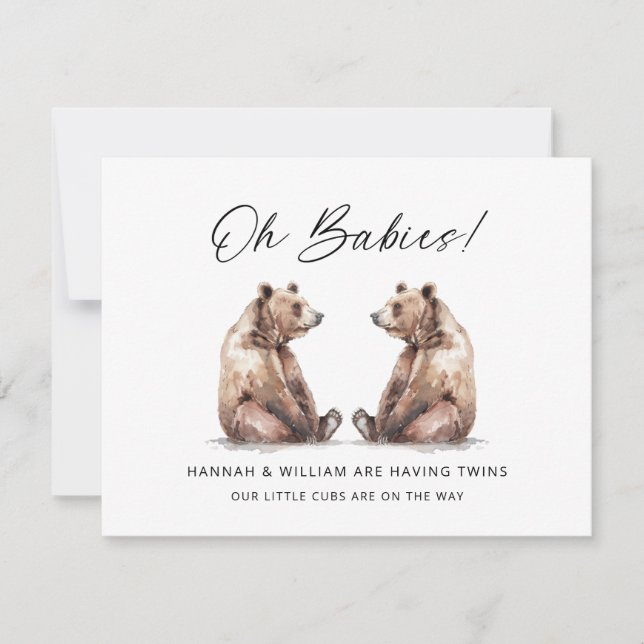 Oh Babies Twins Bear Cubs Pregnancy Announcement (Front)