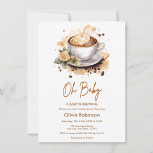 Oh Baby A Baby is Brewing Brown Coffee Baby Shower Invitation
