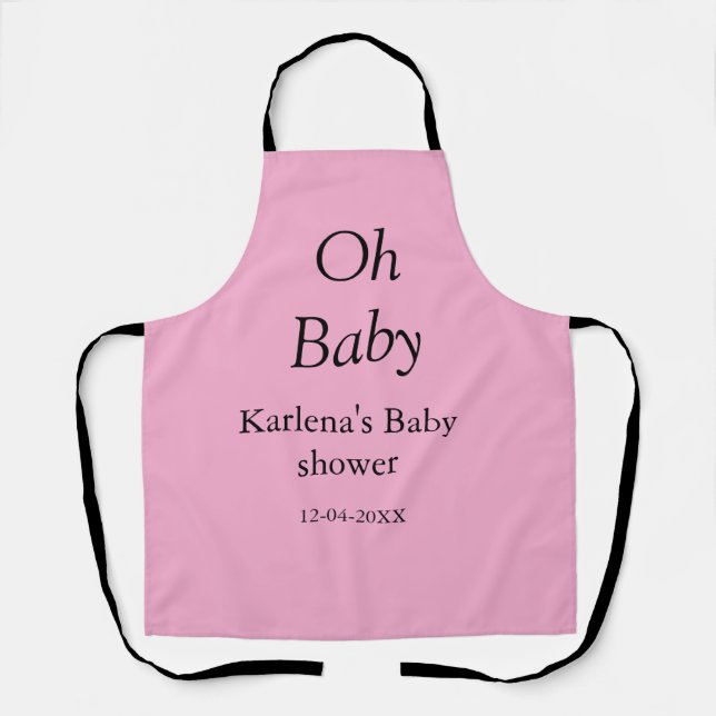 Oh baby add name baby shower date simple minimal t apron (Front)