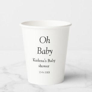 Oh baby add name baby shower date simple minimal t paper cups