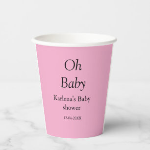 Oh baby add name baby shower date simple minimal t paper cups