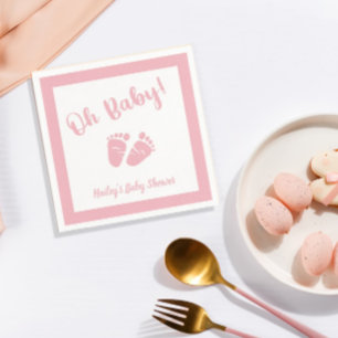 Oh Baby Baby Feet Girl Pink Baby Shower Napkin