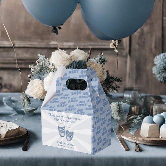 Oh Baby | Baby Shoes Dusty Blue Boy Baby Shower  Favor Box (Creator Uploaded)