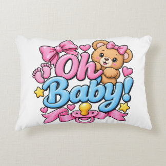 Oh Baby! Baby Shower Celebration Design Accent Pillow