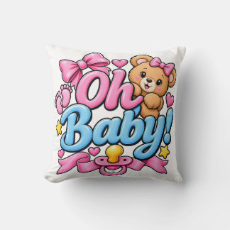 Oh Baby! Baby Shower Celebration Design Throw Pillow
