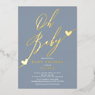 Oh Baby Baby shower Foil Invitation