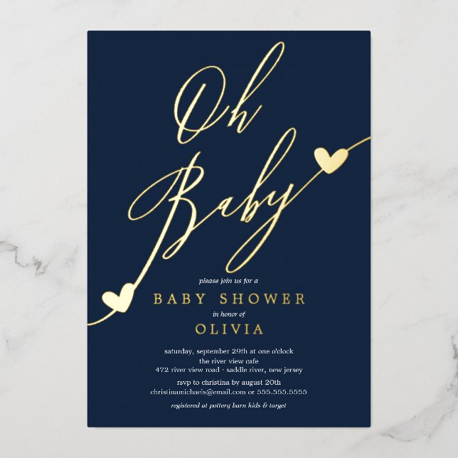 Oh Baby Baby Shower Foil Invitation (Front)