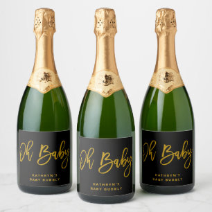 Oh Baby Baby Shower Sparkling Wine Bottle Label