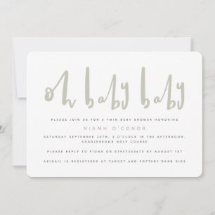 Oh baby baby twin baby shower invitation