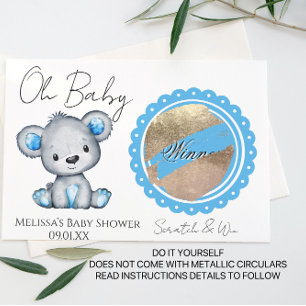 Oh Baby Bear Boy Baby Shower DIY Scratch Card