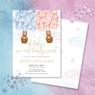 Oh Baby Bearly Wait Teddy Bear Gender Reveal Party Invitation