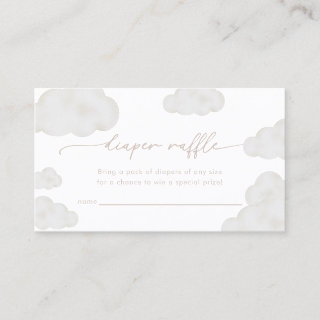 Oh Baby Beige Cloud Baby Shower Diaper Raffle Card (Front)