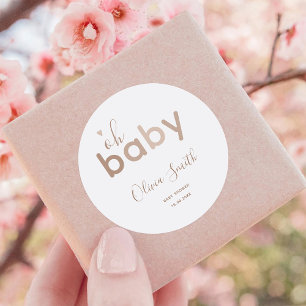 Oh Baby Beige Neutral Classic Round Sticker