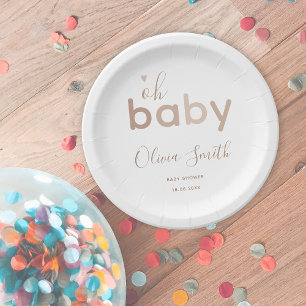 Oh Baby Beige Neutral Paper Plate
