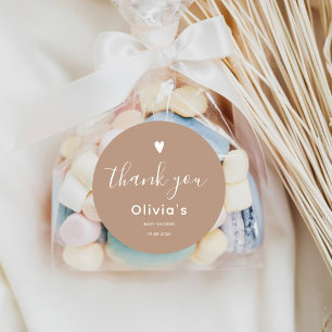 Oh Baby Beige Thank you Classic Round Sticker