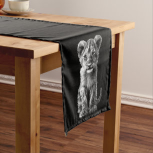 Oh Baby Big Cat Cub Black Medium Table Runner