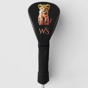 Oh Baby Big Cat Cub Black Monogram  Golf Head Cover