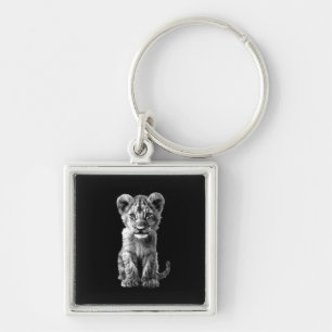 Oh Baby Big Cat Cub Gray Keychain