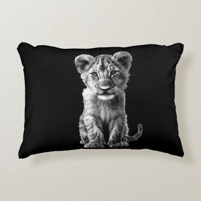 Oh Baby Big Cat Cub Grey Accent Pillow (Front)