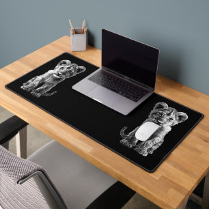 Oh Baby Big Cat Cub Grey Desk Mat
