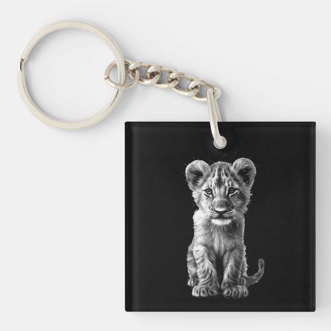 Oh Baby Big Cat Cub Grey Keychain (Front)
