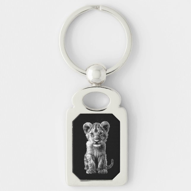 Oh Baby Big Cat Cub Grey Keychain (Front)