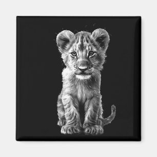 Oh Baby Big Cat Cub Grey Magnet