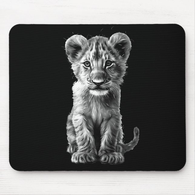 Oh Baby Big Cat Cub Grey Mouse Pad (Front)