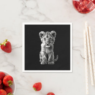 Oh Baby Big Cat Cub Grey Napkin