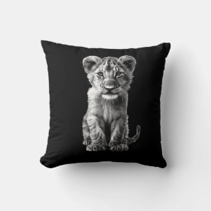 Oh Baby Big Cat Cub Grey Throw Pillow