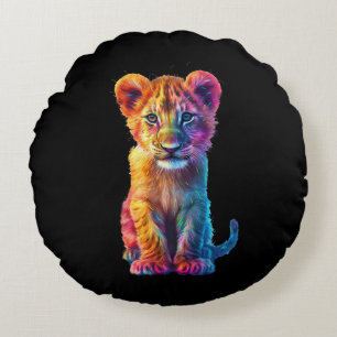 Oh Baby Big Cat Cub  Round Pillow