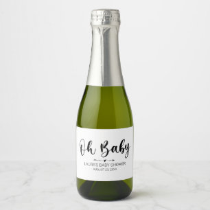 Oh Baby Black Mini Sparkling Wine Bottle Label