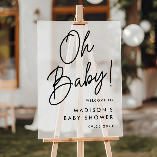 Oh Baby Black Script Baby shower Welcome Frosted (Créateur téléchargé)
