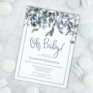 Oh Baby Blue Baby Shower Invitation