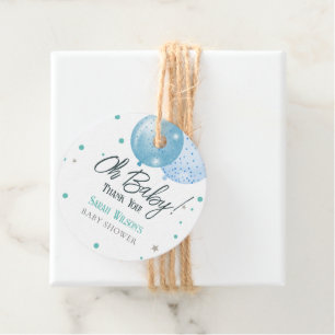 Oh Baby Blue Balloons Boy Baby Shower Favour Tags
