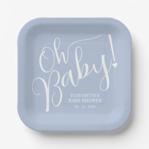 Oh Baby! Blue Boy Baby Shower Paper Plate