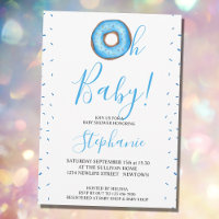 Oh Baby Blue Doughnut Boy's Baby Shower Invitation