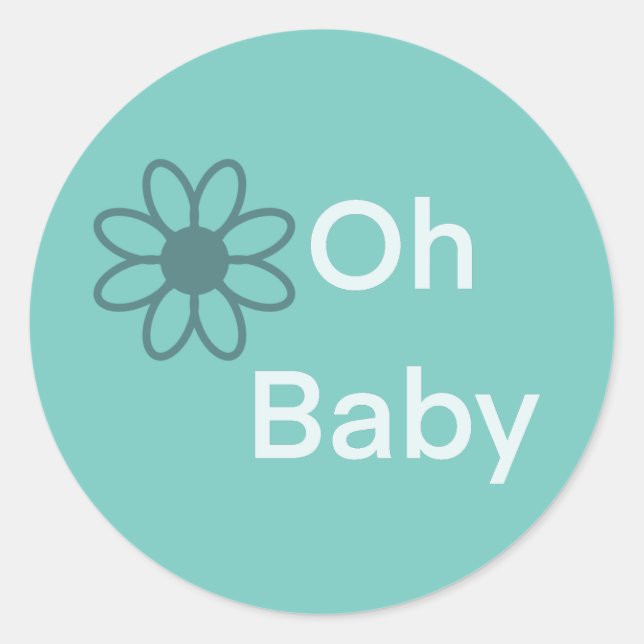 Oh Baby Blue Floral Daisy  Classic Round Sticker (Front)