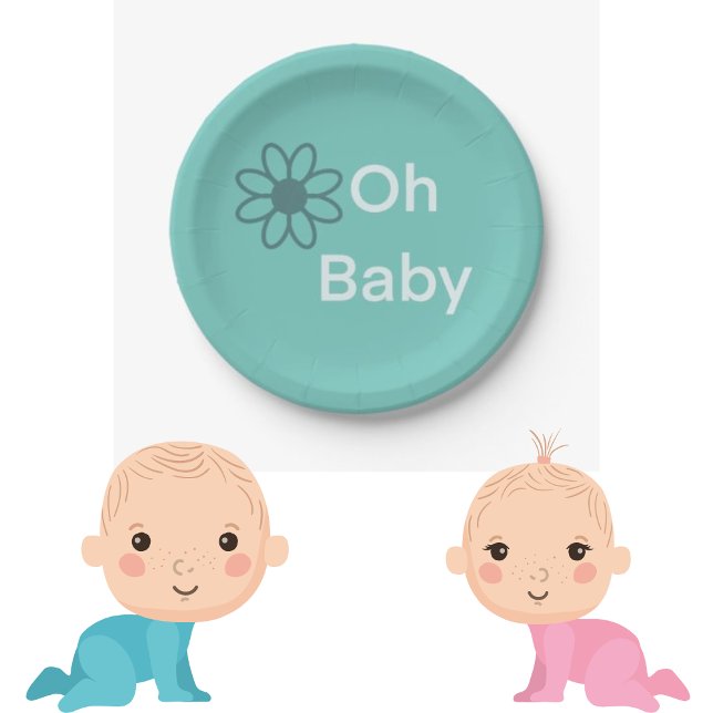 Oh Baby Blue Floral Daisy Paper  Plate (Creator Uploaded)