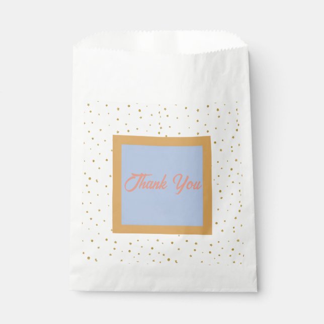 Oh Baby Blue Gold Ginkgo Leaf Baby Shower  Favour Bag (Front)