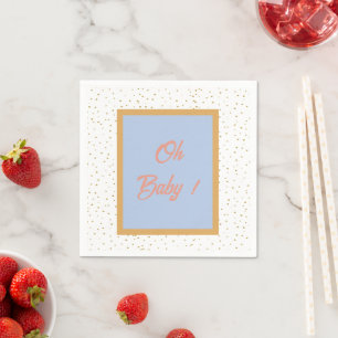 Oh Baby Blue Gold Ginkgo Leaf Baby Shower Napkin
