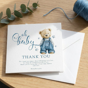 Oh Baby   Blue Jean Baby Denim Baby Shower Thank You Card