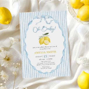 Oh Baby Blue Lemon Theme Baby Shower Invitation