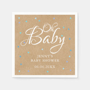 Oh Baby Blue Love Hearts Baby Shower / Sprinkle Napkin