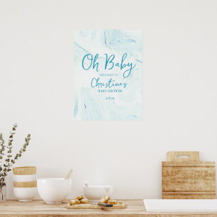 Oh Baby Blue Marble Welcome Sign Foam Core Board