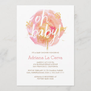 Oh Baby Blush Baby shower d'aquarelle Invitation