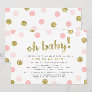 Oh Baby Blush Pink and Gold Baby Shower Invitation