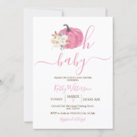 Oh Baby Blush Pink Pumpkin Floral Baby Shower