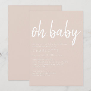 Oh Baby Boho Beige Gender Neutral Baby Shower  Inv Invitation