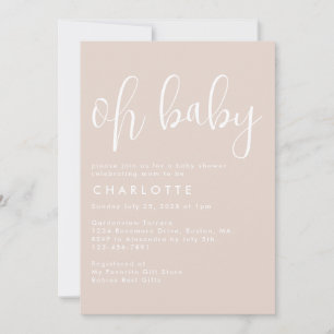 Oh Baby Boho Beige Gender Neutral Baby Shower Invitation